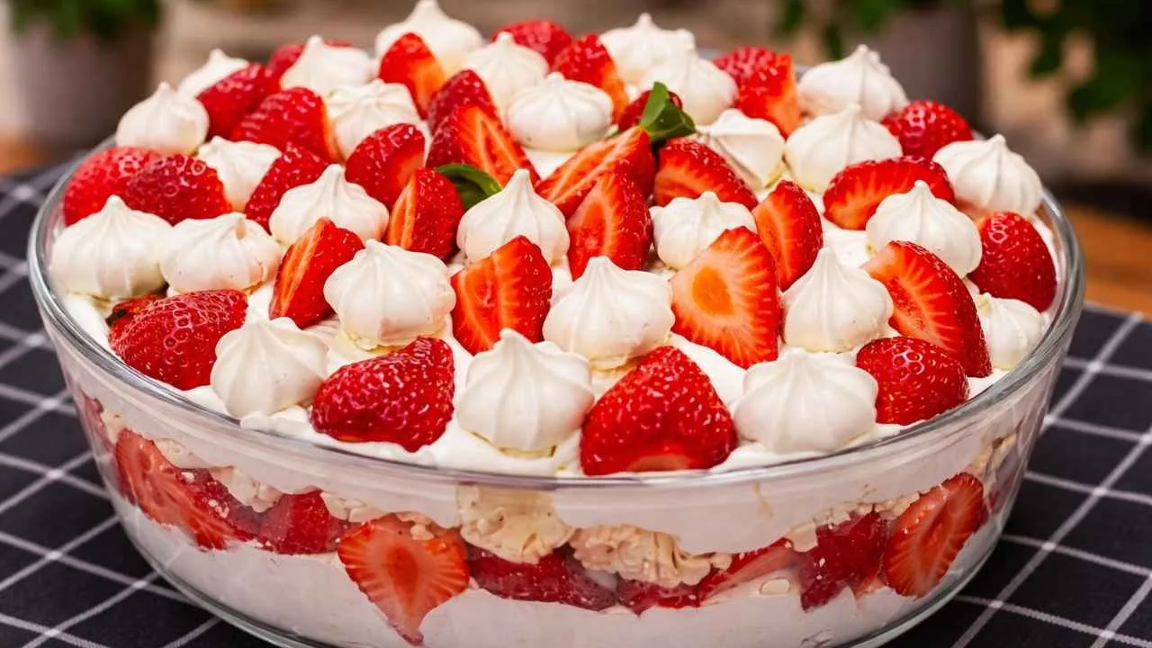 Imagem da Receita de Sobremesa Fácil de Morango com Suspiro.