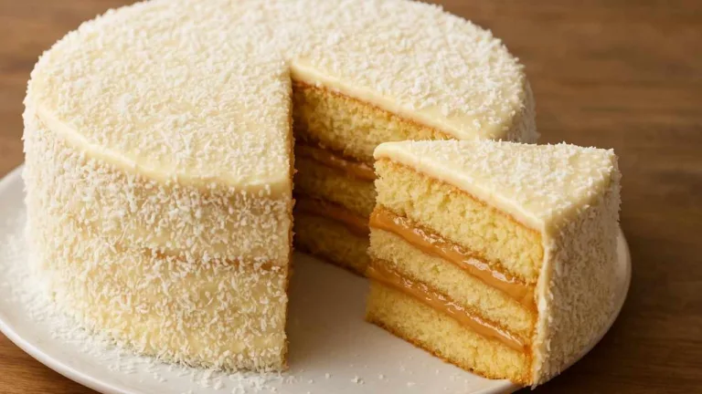 Imagem da Receita de Bolo de Leite Ninho com Coco e Doce de Leite.