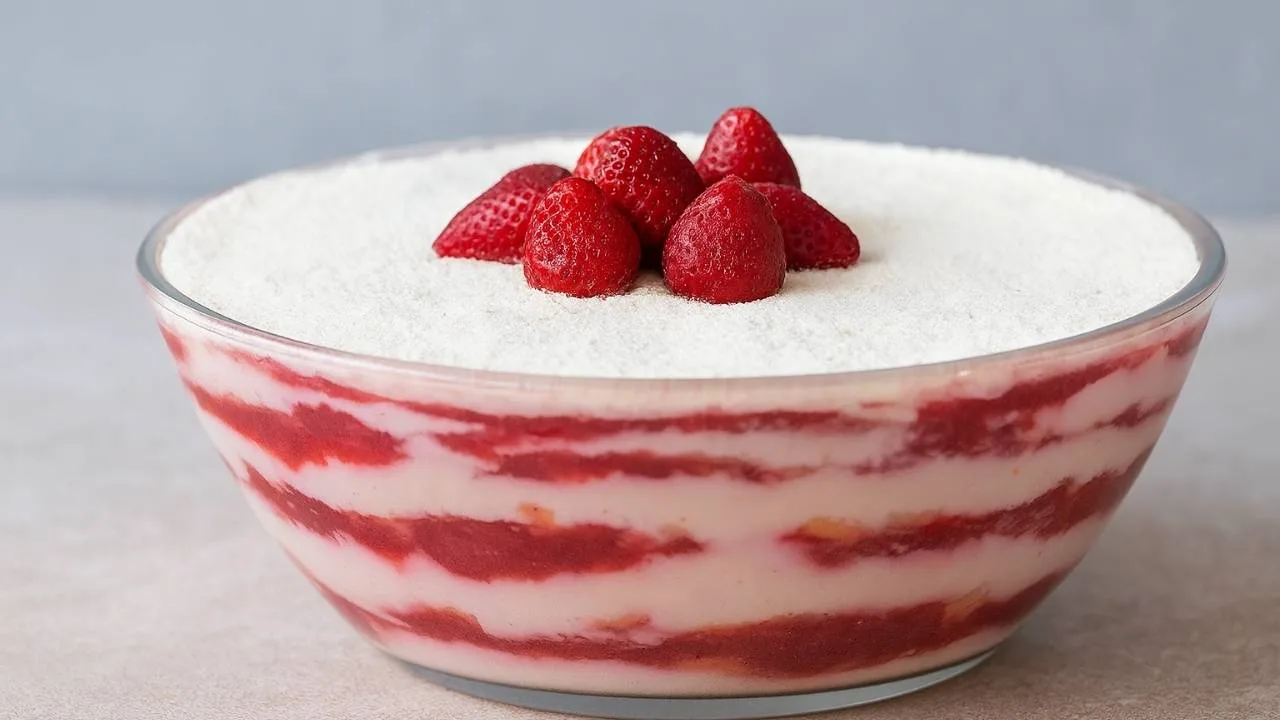 Imagem da Receita de Pavê de Ninho com Geleia de Morango.