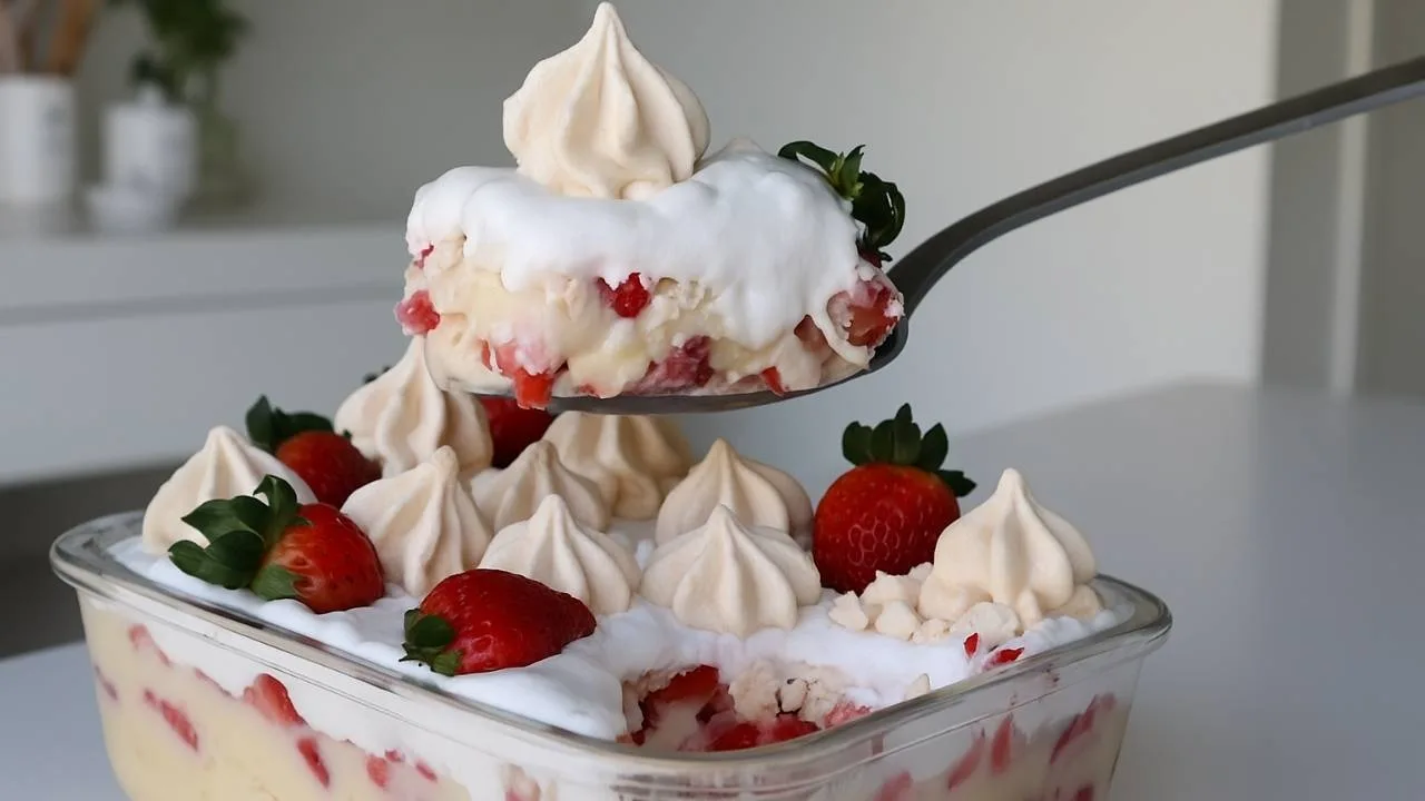 Imagem da Receita de Sobremesa Gelada de Morango com Suspiro