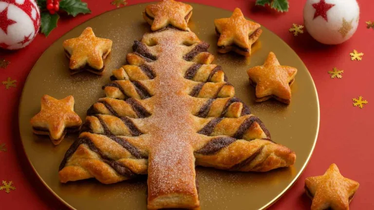 Imagem da Receita de Árvore de Natal com Massa Folhada e Nutella.