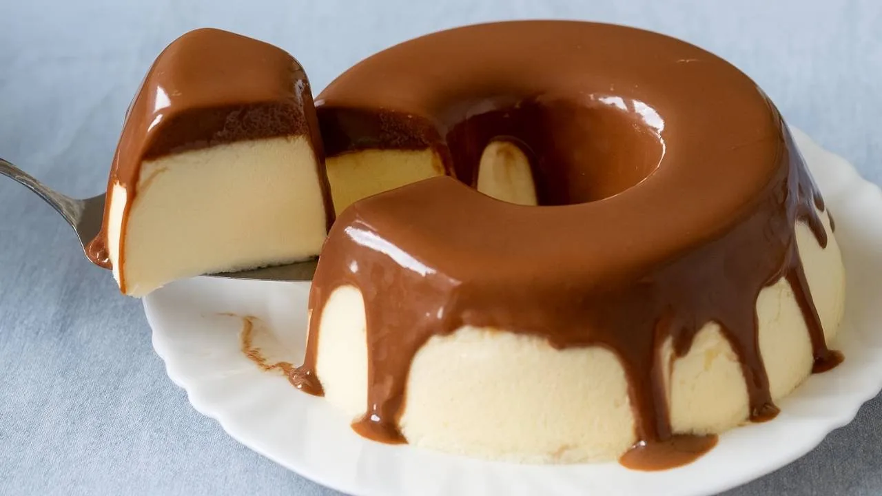 Imagem da Receita de Pudim de Sorvete com Cobertura de Chocolate.