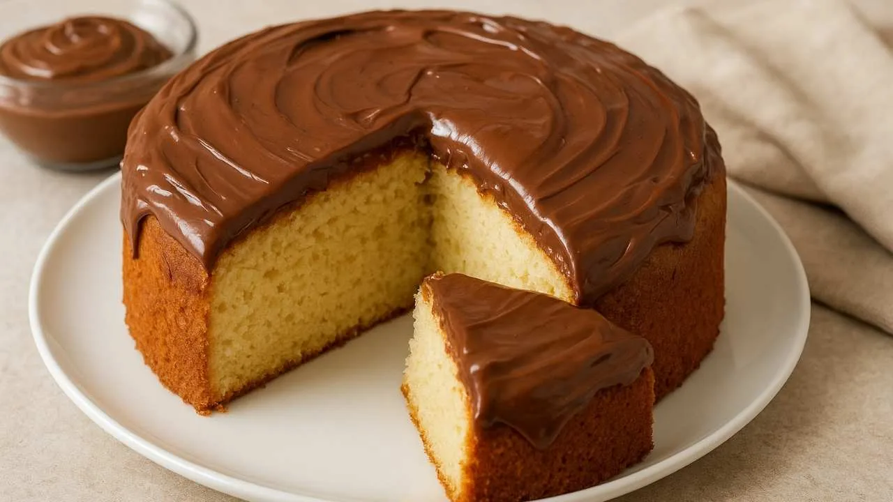 Imagem da Receita de Bolo Caseirinho de Ninho com Cobertura de Nutella.