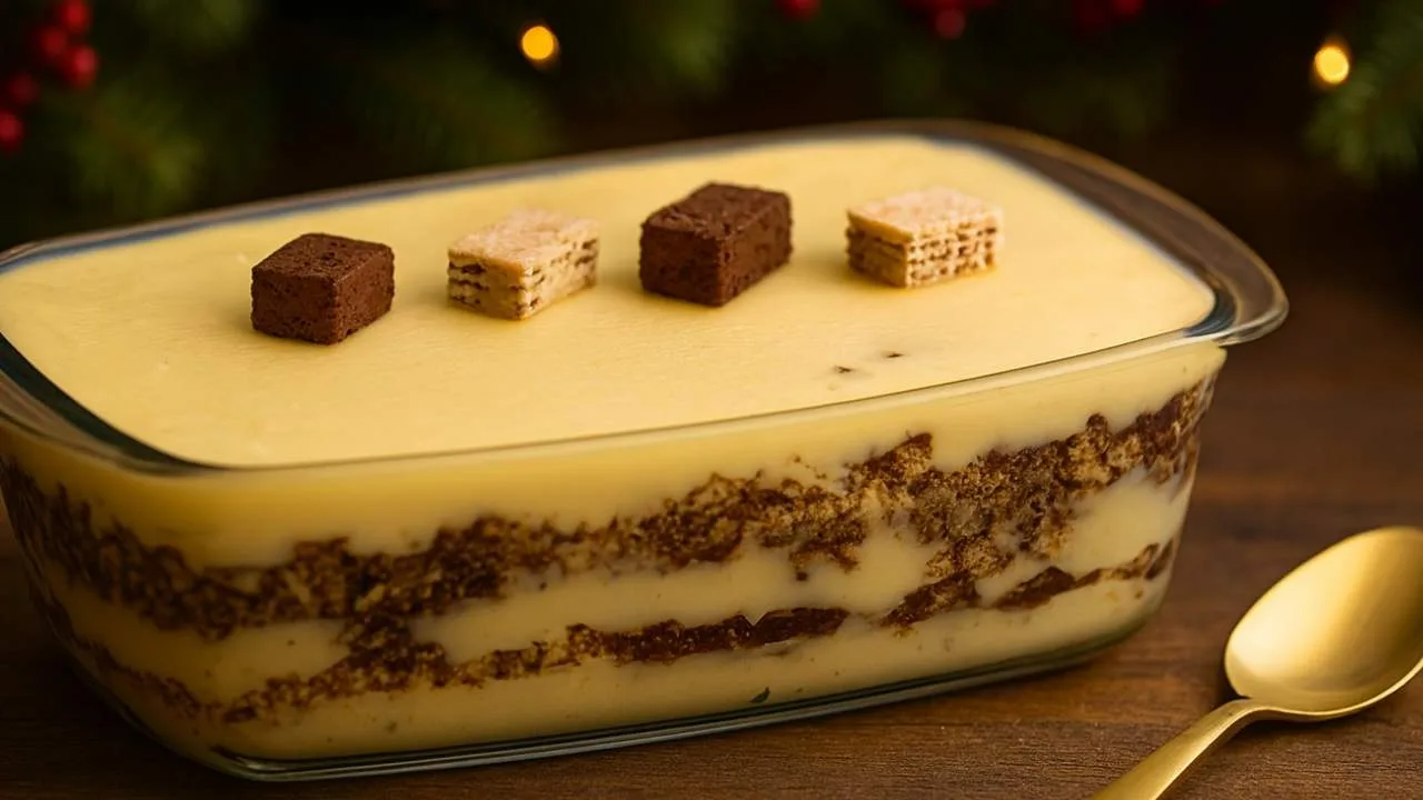 Imagem da Receita de Pavê de Bis com Leite Binho para Ceia de Natal.