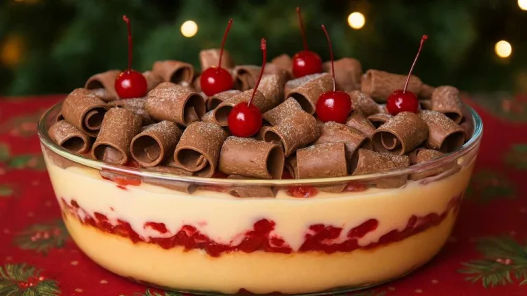 Imagem da Receita de Pavê de Chocolate com Cerejas: Sobremesa Natalina Fácil.