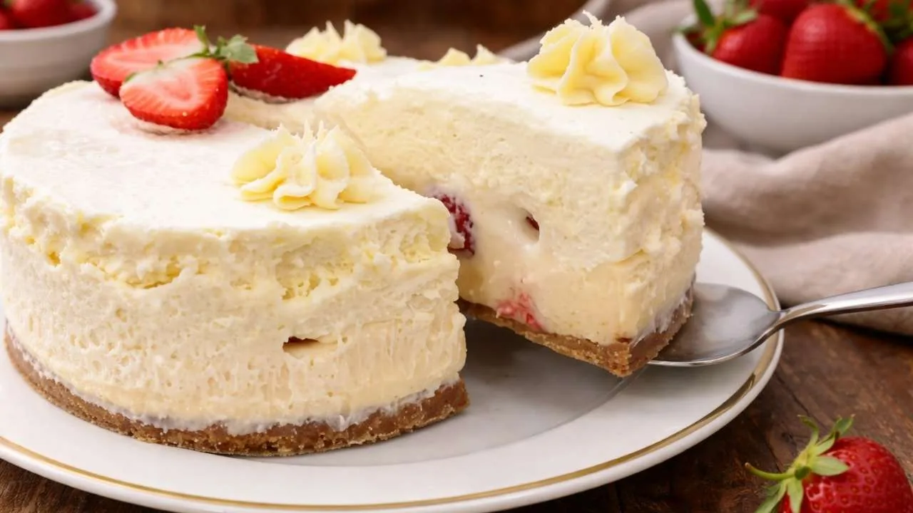 Imagem da Receita de Torta Mousse de Ninho com Morango.