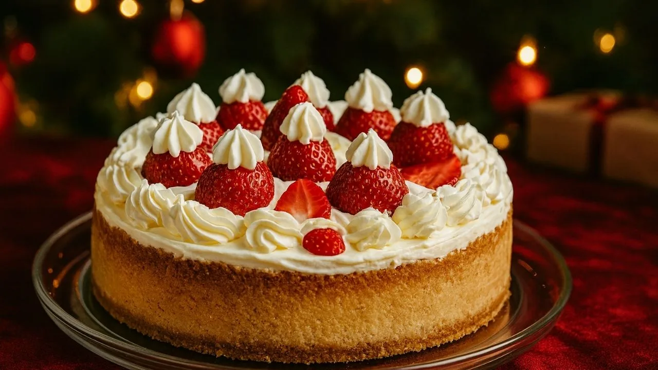 Imagem da Receita de Torta de Natal com Morango e Chantilly.