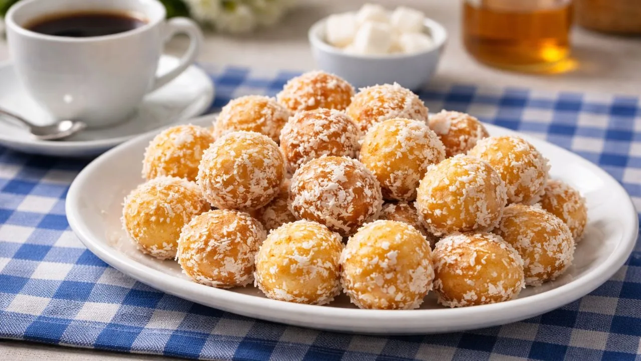 Imagem da Receita de Bolinho de Chuva Doce com Coco e Leite Condensado.