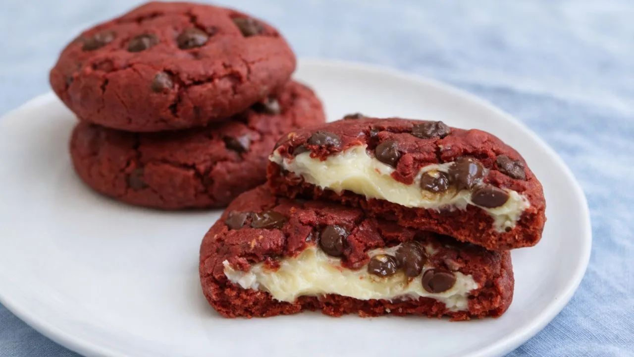 Imagem da Receita de Cookie Red Velvet com Leite Ninho.