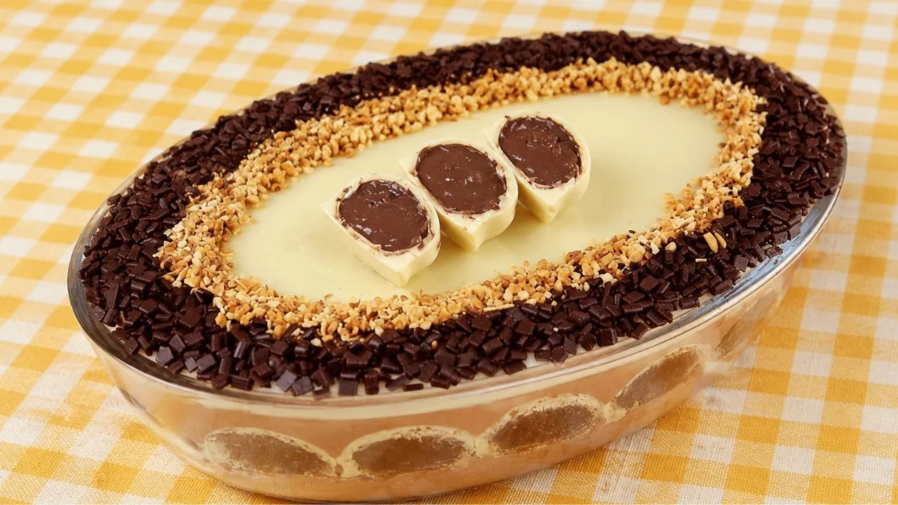Imagem da Receita de Pavê de Bombom Ouro Branco Sem Fogo.