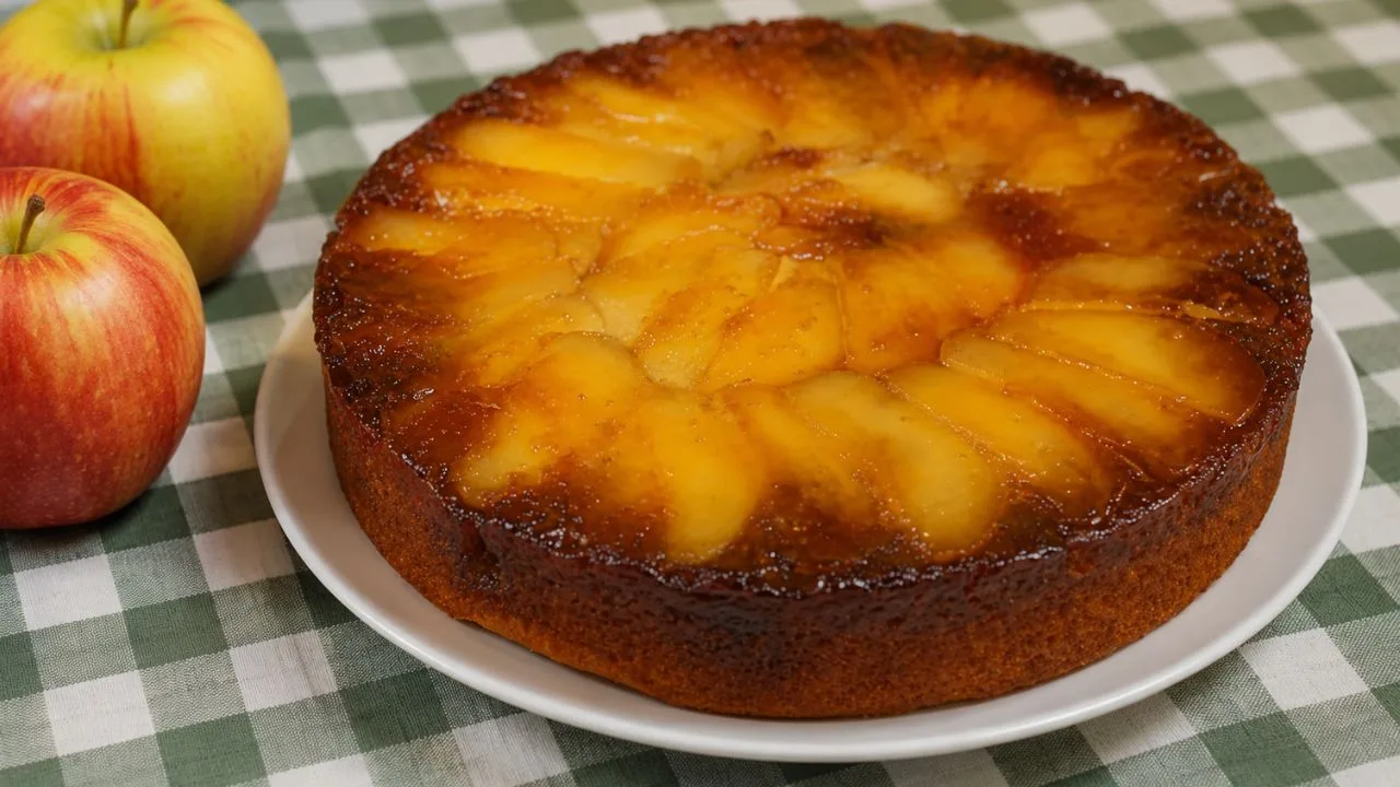 Imagem da Receita de Torta de Maçã Caramelada Invertida.