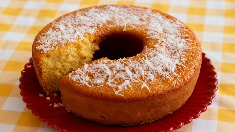 Imagem da Receita de Bolo de Fubá com Leite de Coco e Coco Ralado.
