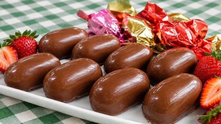 Imagem da Receita de Bombom Caseiro de Chocolate Recheado com Morango.